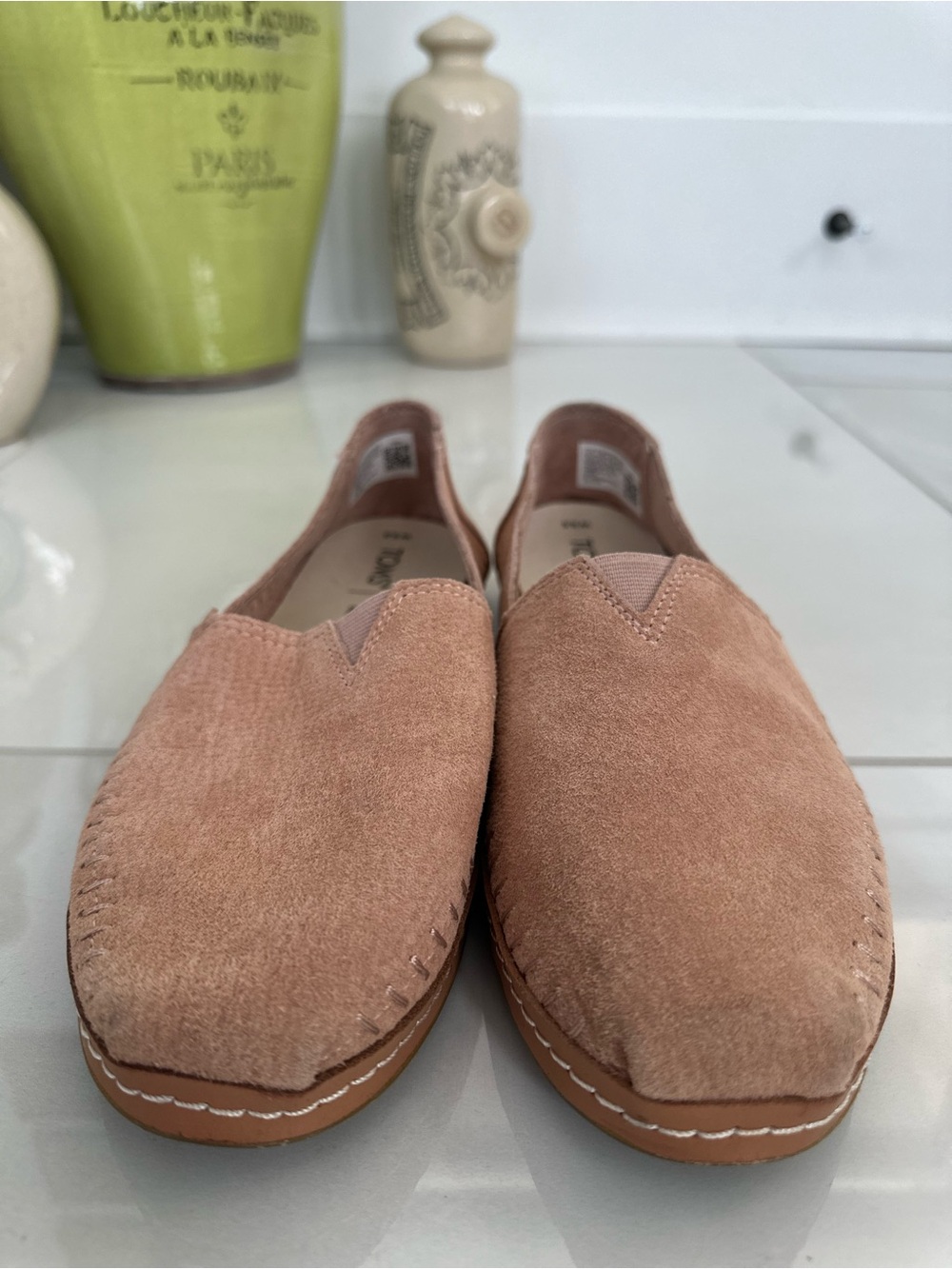 TOMS Women’s Alpargata Leather Wrap Classics – Size 8.5 – Sand Pink Suede – NWOT - Picture 2 of 13